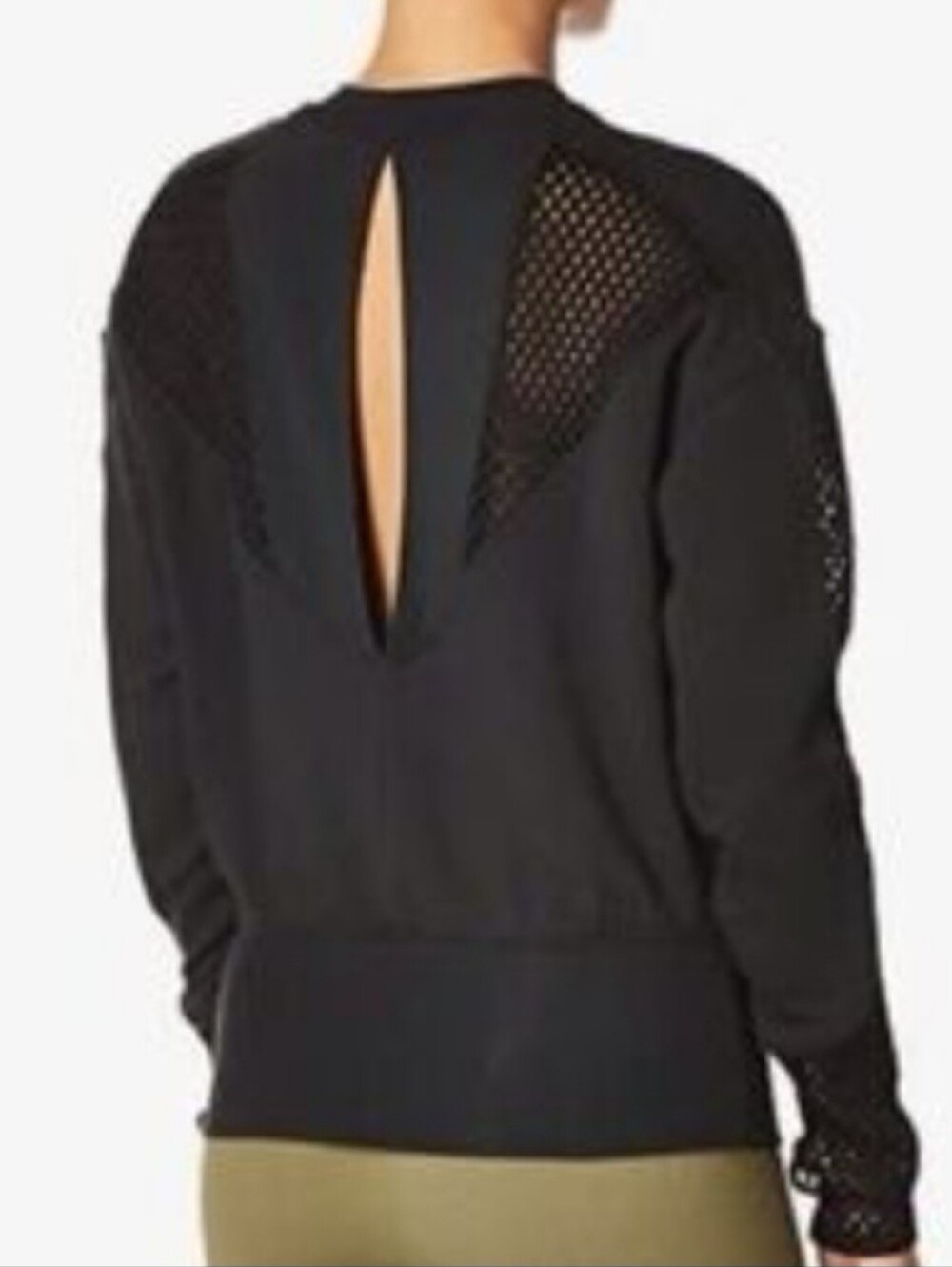 Alo Yoga Formation Mesh Keyhole Open Back Sweatshirt black M/L